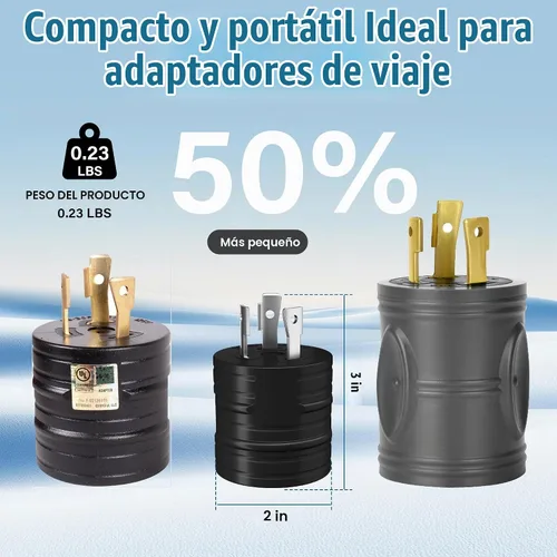 Vista 5 de Elecan Adaptador de enchufe de generador RV de 30 amperios, convertidor de energía de bloqueo giratorio L5-30P de 3 clavijas macho a toma
