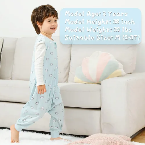 Vista 5 de WONDAY Toddler Sleep Sacks, Sleeveless Sleep Sack with Legs 12M-5T Perro