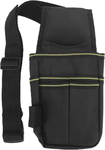 Vista 5 de Cyrank Bolsa de herramientas de tela Oxford, mini organizador con clip para cinturón, bolsa multifuncional portátil para cinturón para electricista