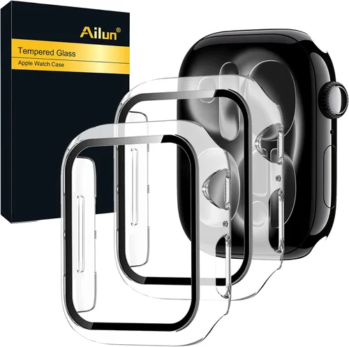 Vista 10 de Ailun Funda protectora de pantalla para Apple Watch Series 9, 8 y 7 [1.61 pulgadas], carcasa rígida ultrafina de policarbonato integrado con vidrio