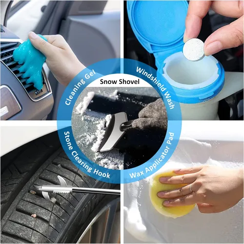 Vista 8 de Kit de limpieza para auto de 41 piezas Kit de limpieza y detalle interior con aspiradora de mano de alta potencia, cubo plegable, herramienta