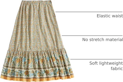 Vista 41 de Milumia Women Boho Vintage Floral Print Long Skirt Summer Tiered Maxi Skirt