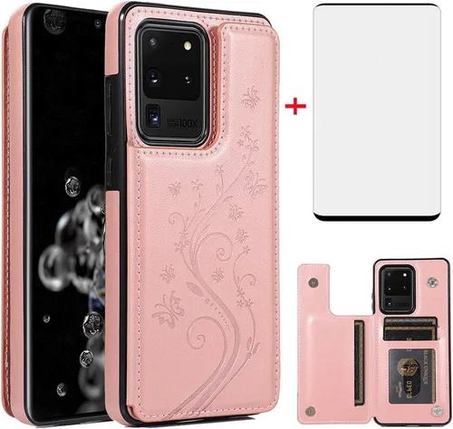 Vista 10 de Funda de teléfono para Samsung Galaxy S20 Plus Glaxay S20+ 5G con protector de pantalla de vidrio templado y tarjetero, funda de piel con tapa
