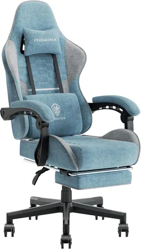 Vista 18 de Dowinx Silla de juegos de tela con cojín de resorte de bolsillo, silla de juegos de masaje con reposacabezas, silla ergonómica para computadora