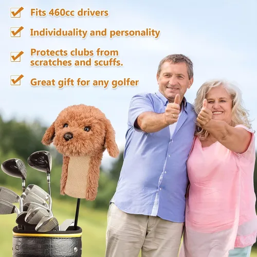 Vista 5 de Fundas de Golf Dibujos Cabezas, Fundas para Cabeza de Palo de Golf Labradoodle/Golden Doodle, Protector de Palo de Golf Adorable y Suave