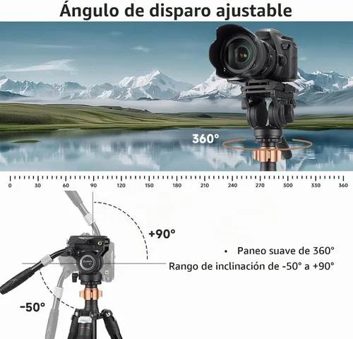 Vista 3 de Cayer Cabezal fluido de video F6 inclinación panorámica de 360°