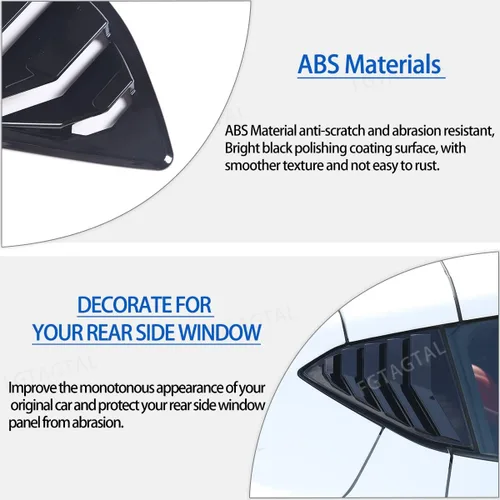 Vista 3 de Cubierta de persiana lateral trasera compatible con Chevrolet Corvette C8 2020-2025, cubierta de ribete de persianas de ventana trasera, accesorios