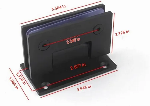 Vista 3 de JU+ Bisagras de pared de puerta de vidrio de 90 grados Accesorios de ducha Bisagra de puerta de ducha de vidrio, clip de baño de acero inoxidable