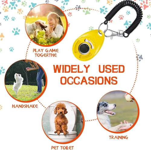 Vista 6 de Kigeli 30 unidades de clicker de entrenamiento de perros para mascotas con correa de muñeca para perro, gato, pájaro, suministros de entrenamiento