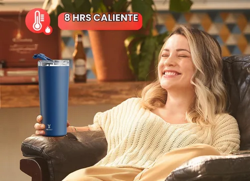 Vista 2 de Meoky - Taza de café de viaje aislada de 24 onzas: tapa a prueba de fugas, mar