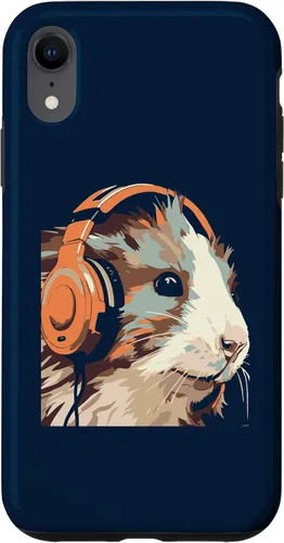 Vista 8 de iPhone 14 Funny Guinea Pig Gerbil & Headphones Case