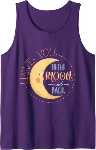 Vista 4 de Camiseta con texto en inglés "I Love You To the Moon And Back Tank Top Negro