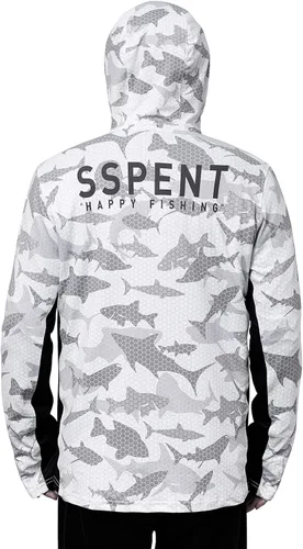 Vista 2 de Sspent UPF50 + Camisa de pesca de manga larga para hombre con máscara UV cuello polaina sudadera con capucha