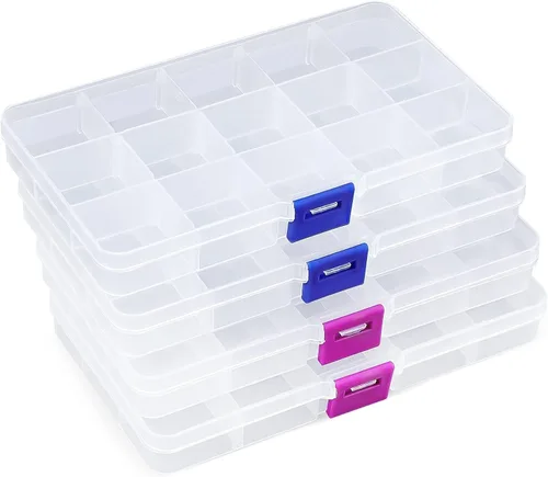 Vista 11 de Opret Paquete de 2 cajas de almacenamiento de plástico de 36 rejillas, contenedores organizadores de manualidades y almacenamiento con separadores