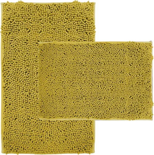 Vista 11 de Juegos de Alfombras de Baño de 2 Piezas de Chenilla Suave Antideslizantes Alfombras de Baño Absorbentes Peludas, Alfombra de Bañera, Alfombras Gris