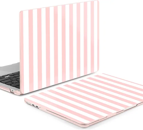 Vista 7 de Batianda Funda para MacBook Air de 15 pulgadas 2026 M5 M4 M3 M2 Chip, rayas Raya rosa