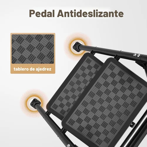 Vista 6 de HBTower Escalera de 2 Escalones, Taburete Escalón para Adultos, Escalera de 2 Escalones Taburete Escalón Plegable con Pedal Ancho Diseño Ergonómico