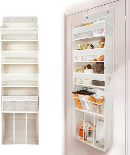 Vista 3 de Organizador de almacenamiento para colgar en puerta, con 3 compartimentos, 1 organizador de pañales para bebé móvil, 1 organizador de almacenamiento