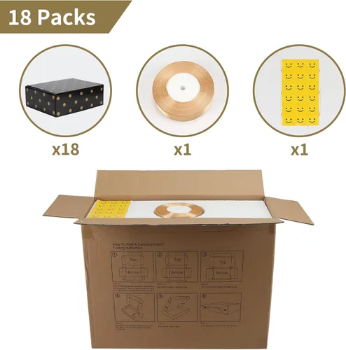 Vista 3 de Hoikwo Paquete de 18 cajas de regalo de lujo de 12 x 9 x 4 pulgadas, color negro, a granel, vacías para regalos del día de la madre, cajas de regalo