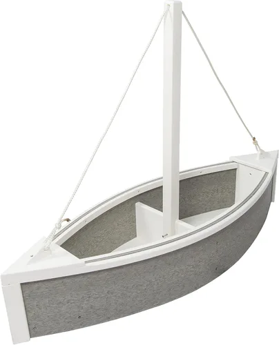 Vista 5 de Amish-Made - Maceta de poliéster azul Aruba de 47 x 16 pulgadas para exteriores Aruba Azul y Blanco