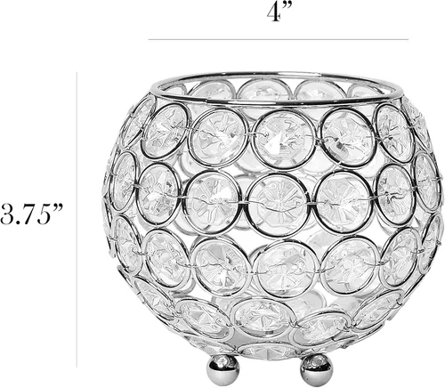 Vista 2 de Elegant Designs HG1006-CHR Elipse - Portavelas circular de cristal, florero, centro de mesa de boda, regalo, 4.25 pulgadas, cromado