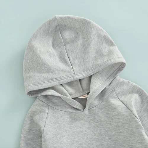 Vista 5 de Conjunto de sudadera de manga larga con capucha y pantalones con cordón para bebé y niña, ropa casual para otoño e invierno