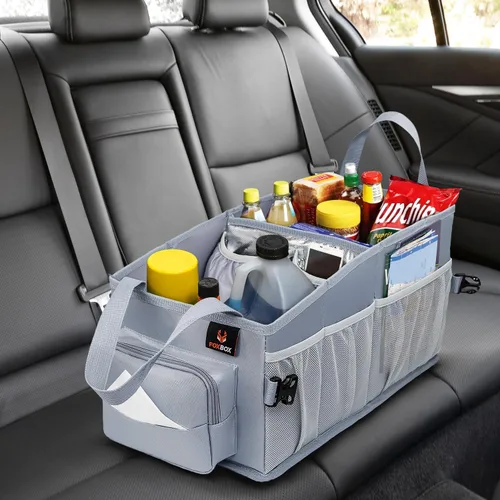 Vista 10 de FoxBox Organizador de asiento de coche y maletero, almacenamiento de asiento delantero o trasero de SUV, piso del pasajero, organización debajo