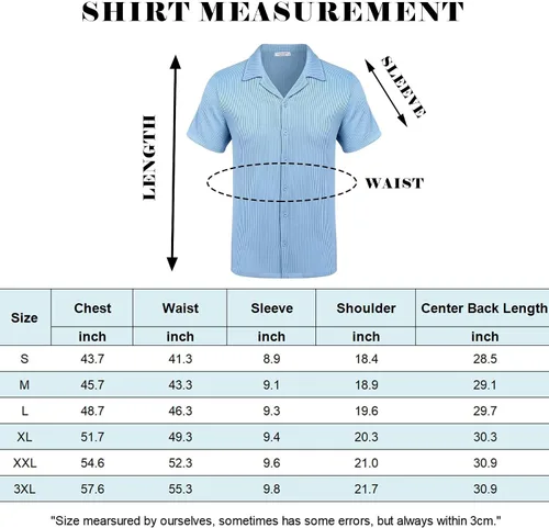 Vista 6 de COOFANDY Camisas casuales con botones para hombre, de manga corta, ajuste regular, a la moda, para campamento y playa