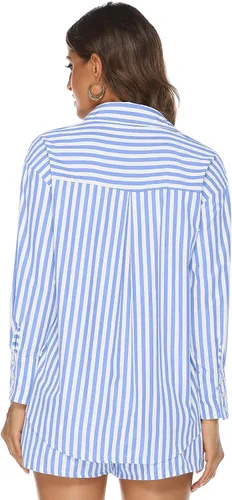 Vista 4 de Conjunto de 2 piezas para mujer, casual, de gran tamaño, relajada, de manga larga, holgada, cintura alta, con bolsillo lateral, conjunto