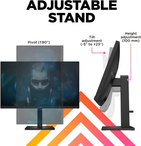 Vista 4 de HP OMEN - Monitor para juegos FHD de 23.8 pulgadas, 165 Hz, pantalla FHD (1920 x 1080), panel IPS, 99% sRGB, 90% DCI-P3, 16:9, tecnología AMD