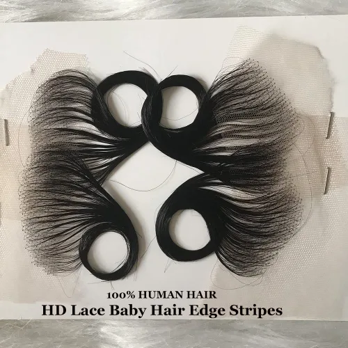 Vista 4 de 4 piezas de encaje suizo HD con borde de pelo de bebé, cabello virgen humano real, reutilizable, más natural para mujeres, línea de cabello