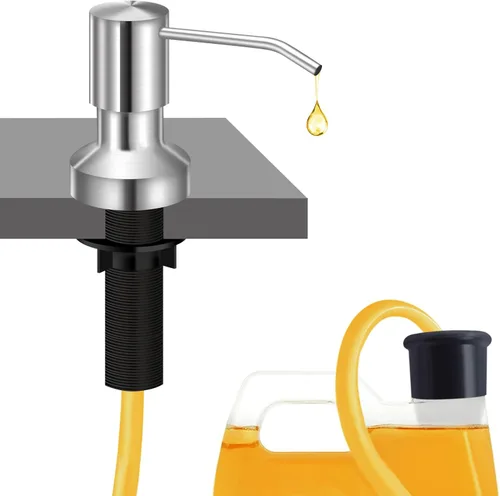 Vista 9 de Dispensador de jabón para fregadero de cocina, dispensador de jabón integrado para fregadero de encimera con kit de tubo de extensión de 47