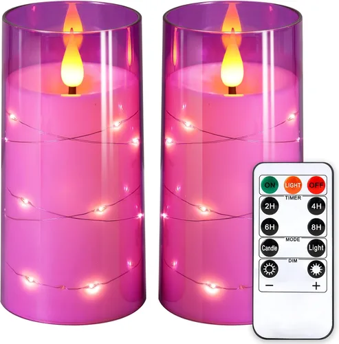 Vista 13 de NURADA Velas Parpadeantes Sin Llama: Velas LED de Pilar con Luces de Cadena de Estrellas Integradas que Funcionan con Pilas con Control Remoto
