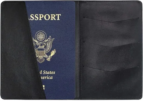 Vista 2 de Kuizee Funda para pasaporte, funda para pasaporte, funda de cuero tipo cartera de 4.5 x 6.5 pulgadas, Estilo1, Cartera de viaje