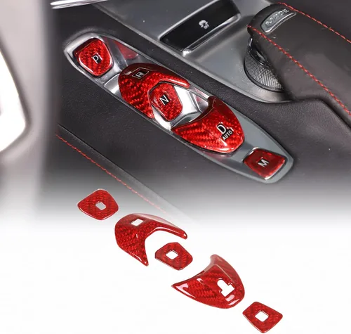 Vista 13 de CHEAYAR Cubierta de fibra de carbono para panel de palanca de cambios de consola compatible con Chevrolet Corvette C8 2020-2023, interior P D Auto M