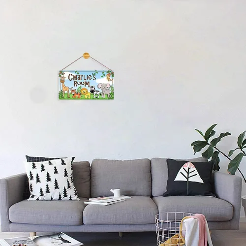 Vista 5 de Letreros de nombre personalizados para habitación de niños, letreros de madera personalizados para puerta de zoológico, desfile, guardería, sala