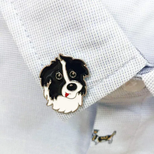 Vista 2 de 2 piezas de broche de metal para perro, insignias de identificación para niños y adultos, ropa, mochilas, regalos de decoración (10 bordes Collie)