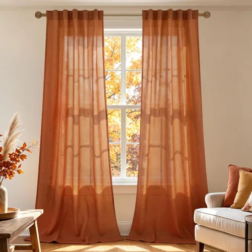 Vista 84 de Mrs.Naturall Cortinas negras de 45 pulgadas de largo, cortinas cortas de lino transparente para privacidad para cocina, dormitorio, ventanas