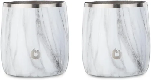 Vista 13 de SNOWFOX Vasos Whiskey Rocks de acero inoxidable con aislamiento al vacío de alta calidad, juego de 2, Old Fashioned, whisky, vasos lowball, elegante