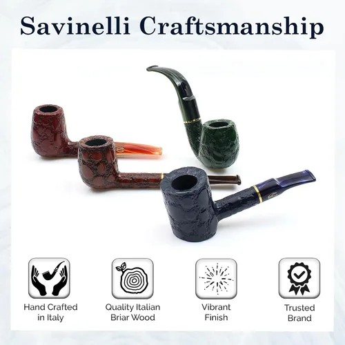 Vista 8 de Savinelli Pipes Alligator Collection 606 KS Bent Billar - Colorido tubo de madera italiana teñido a mano, hecho a mano en Italia, 0.236 in (azul)