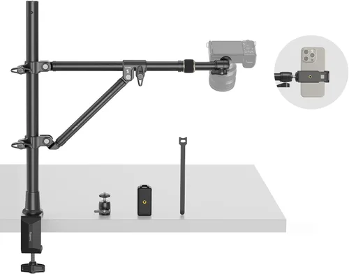 Vista 12 de SMALLRIG Soporte C de montaje de escritorio para cámara, soporte de luz de trípode de escritorio ajustable de 15 a 35 pulgadas, abrazadera C de mesa