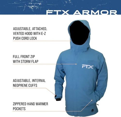 Vista 5 de FROGG TOGGS Chaqueta de pesca FTX Armor Premium impermeable para hombre Azul océano