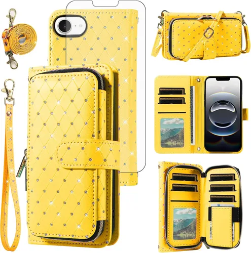 Vista 142 de Funda para teléfono iPhone 6 6S con cremallera y protector de pantalla con protector de pantalla, correa de cordón cruzado, ranura para iPhone 6 Six