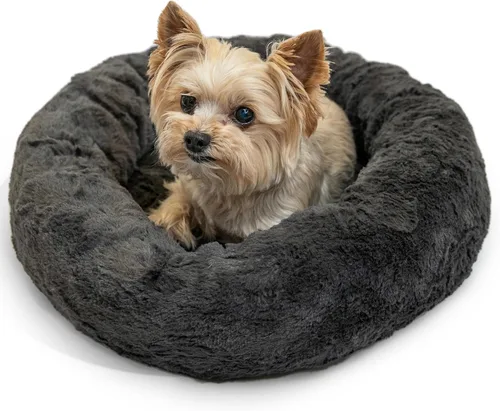 Vista 94 de Best Friends by Sheri - The Original Calming Donut - Cama calmante en forma de dona para perros y gatos - Pelo largo, azul bebé, M, 30 x 30 pulgadas