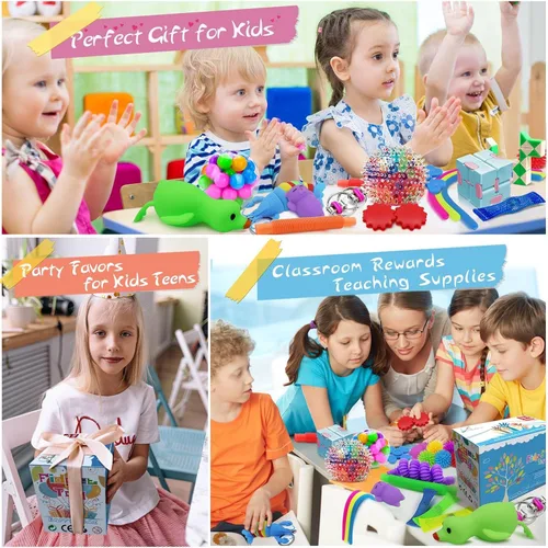Vista 5 de 34 Piezas Juguetes Fidget, Juguetes Sensoriales Fidget para Alivio del Estrés para Niños Adultos Niños Niñas TDAH TOC Ansiedad Autismo, Premios Caja