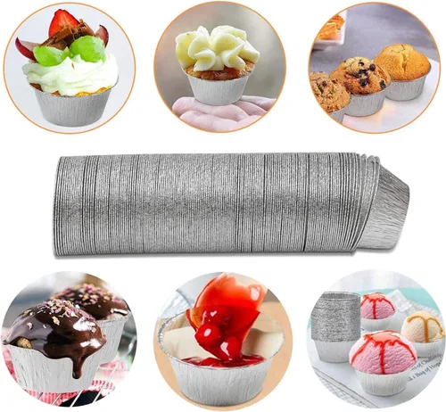 Vista 4 de Ramequines de papel de aluminio [paquete de 150] 4 onzas de aluminio desechables Ramekins tazas para hornear tazas de aluminio de aluminio para asar