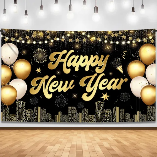 Vista 9 de KatchOn, Cartel extra grande de feliz año nuevo – 72 x 44 pulgadas Cartel para noche de fiesta de Año Nuevo Fondo de Nochevieja