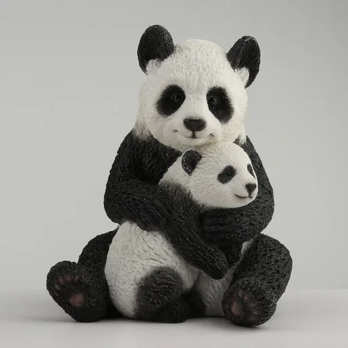 Vista 2 de Veronese Design Figura coleccionable pintada a mano de 4 1/2 pulgadas con diseño de panda abrazando a cachorro