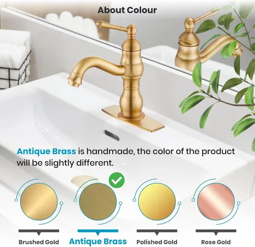 Vista 8 de gotonovo Grifo de lavabo de baño con 1 agujero, mango individual, grifo de tocador giratorio de 360°, grifo mezclador de lavabo a juego, desagüe