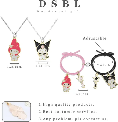 Vista 7 de Pulseras magnéticas de dibujos animados para parejas atracción mutua lindo collar de gatito Acero inoxidable multicolorfantasía